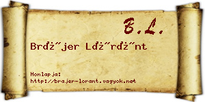 Brájer Lóránt névjegykártya
